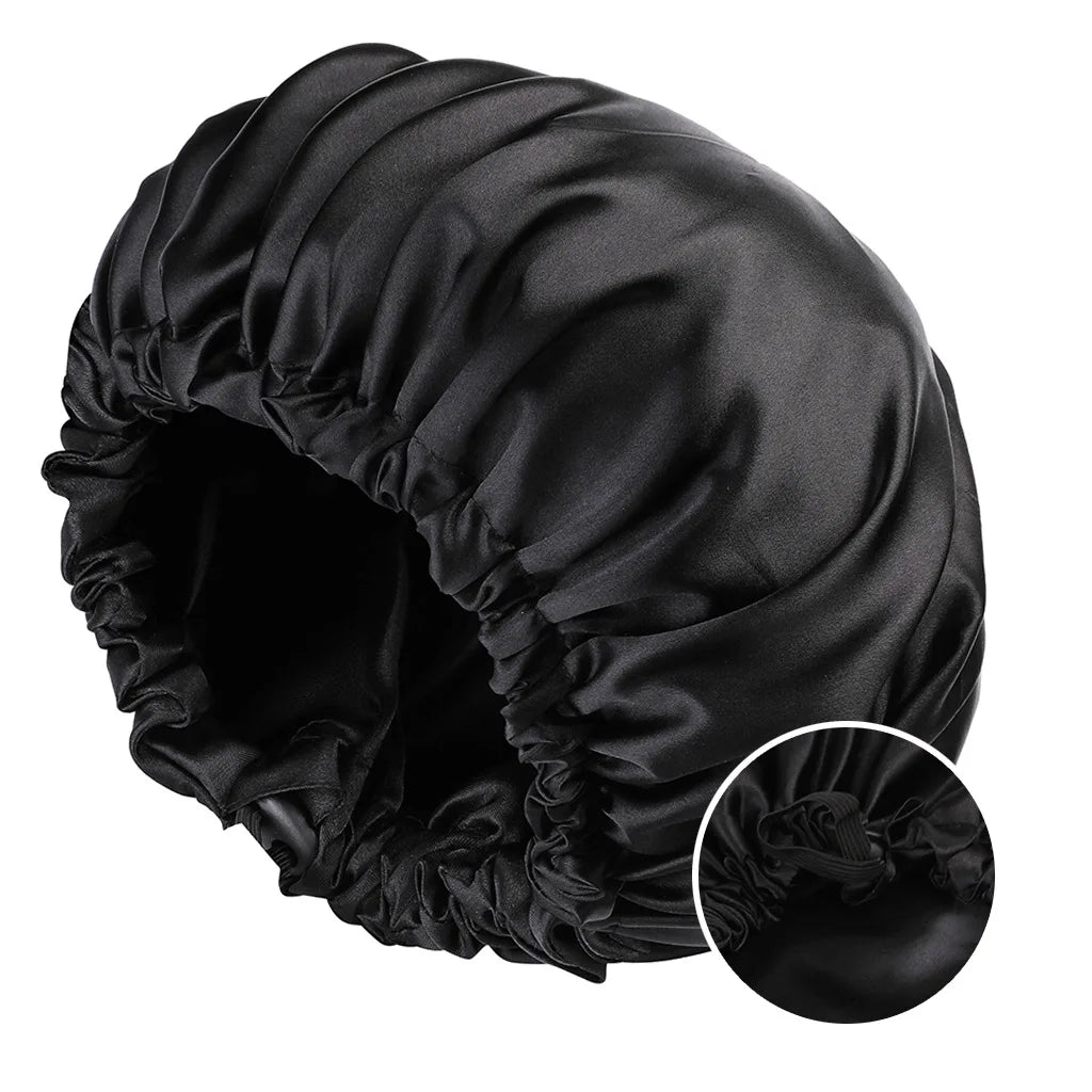 Satin Bonnet for Sleeping Silky Bonnet Cap Large Double Layer Reversible Adjustable Sleep Bonnet Used To Hair Care